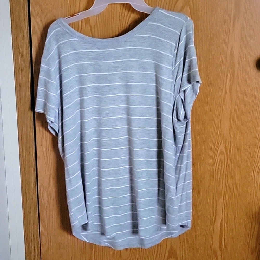 White and grey striped shirt